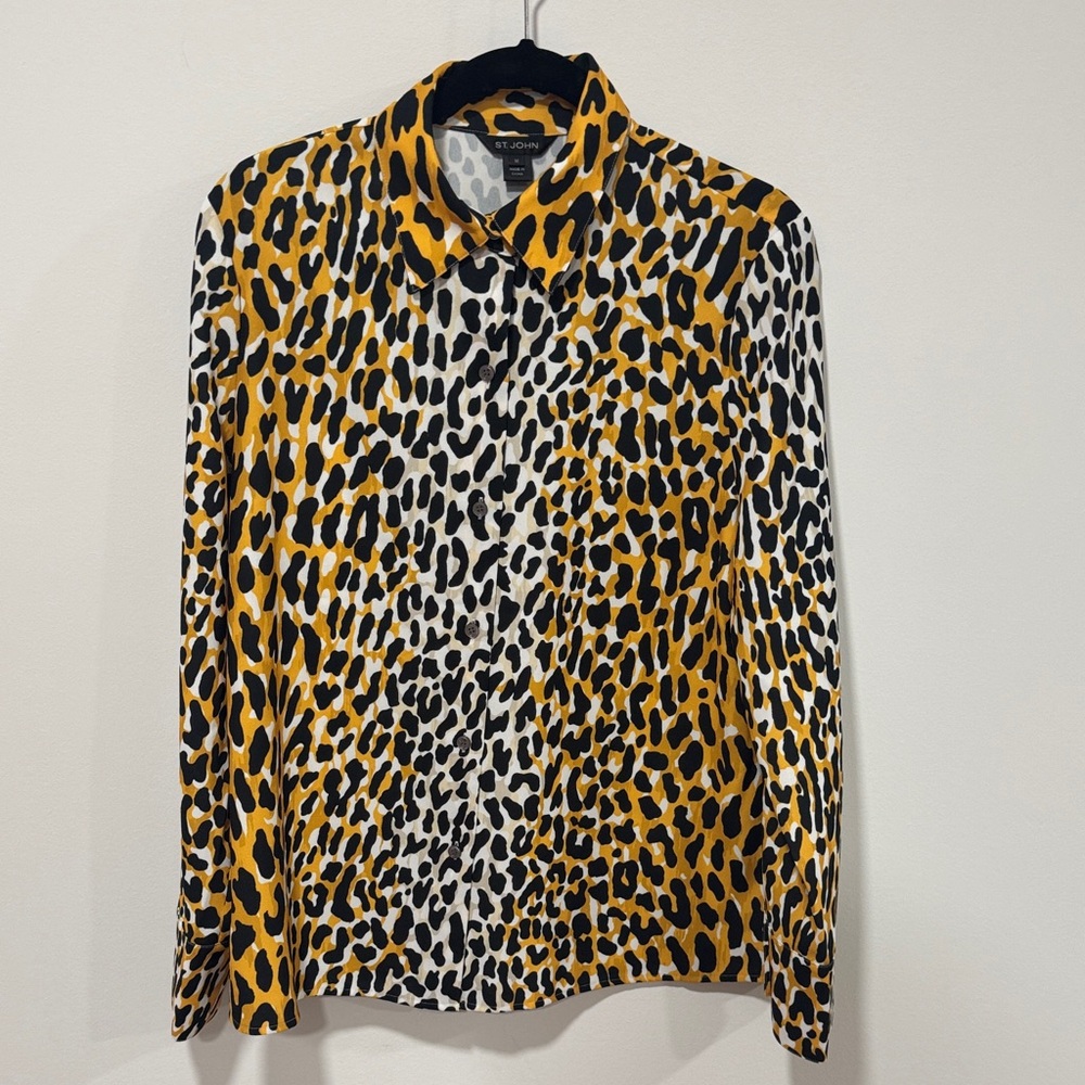 St. John Leopard Print Medium Shirt - Picture 4 of 10